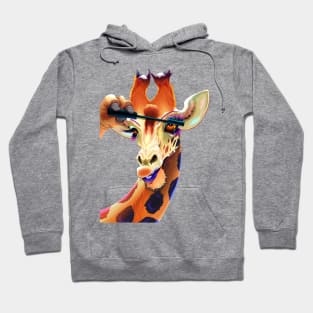 giraffe applying mascara eyelashes Hoodie